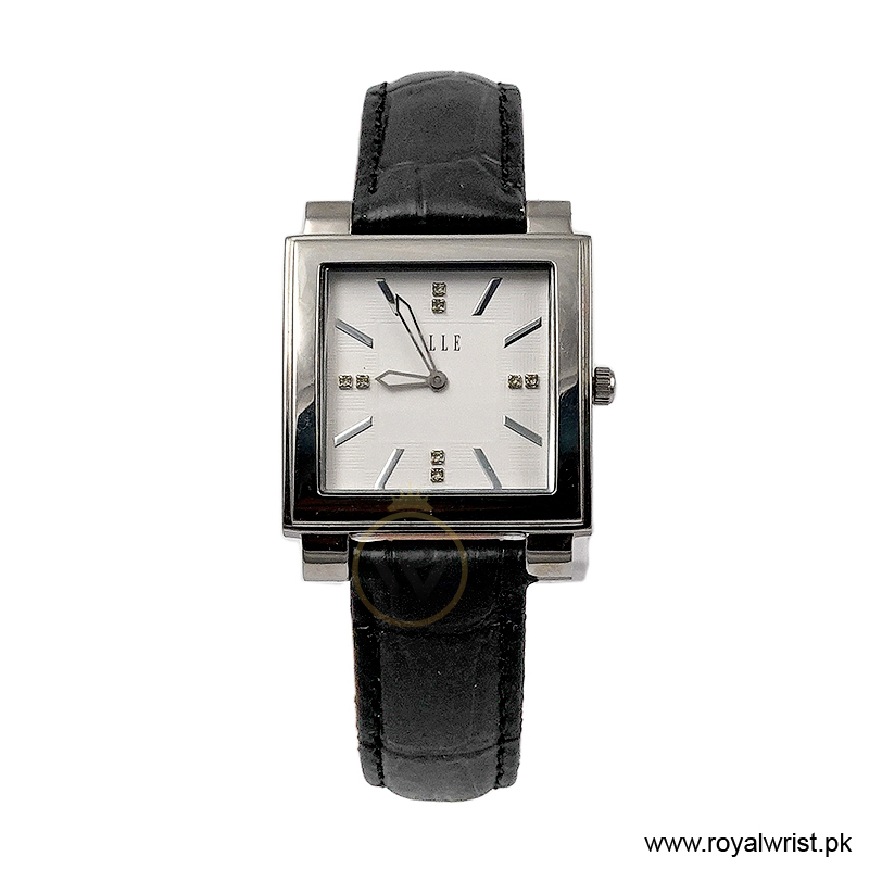 Elle Women’s Quartz Black Leather Strap White Dial 32mm Watch EL20027S01C (Like New)