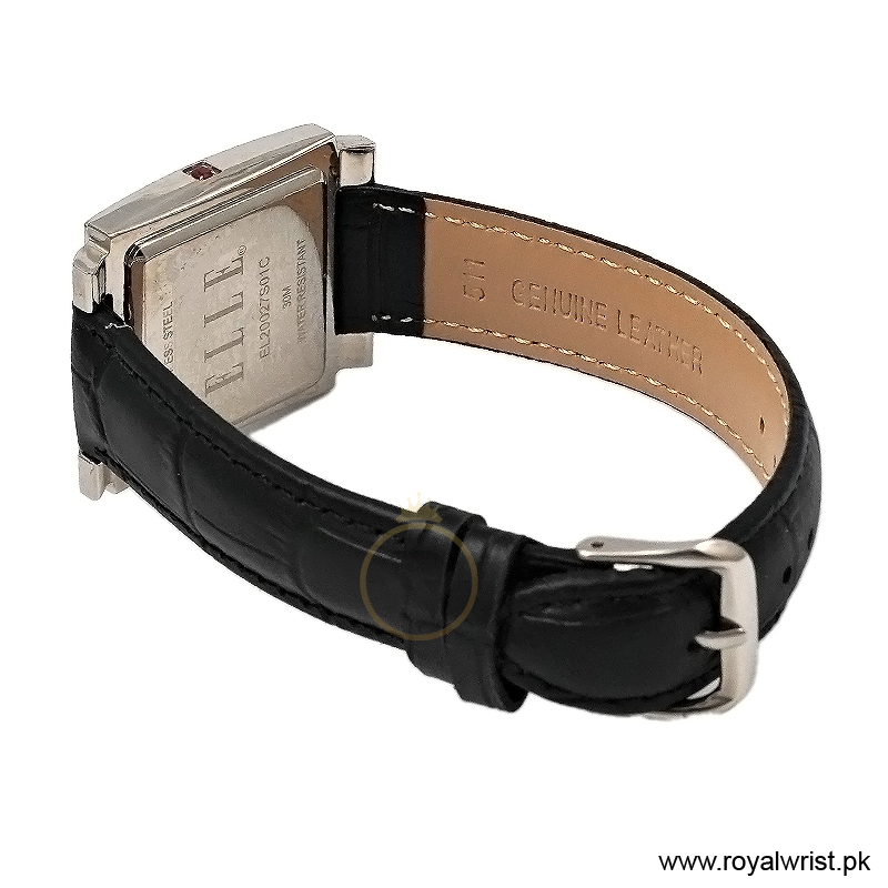 Elle Women’s Quartz Black Leather Strap White Dial 32mm Watch EL20027S01C (Like New) - Image 3