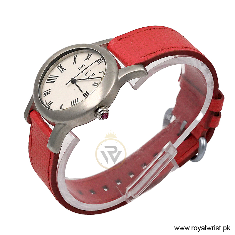Elle Women’s Quartz Red Leather Strap White Dial 38mm Watch EL20030S03N/1 (Like New) - Image 2