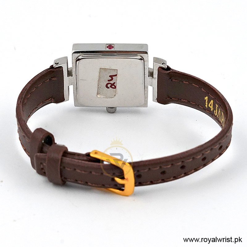 Elle Women’s Quartz Dark Brown Leather Strap Silver Sunray Dial 25mm Watch EL20021S02C/1 (Like New) - Image 4
