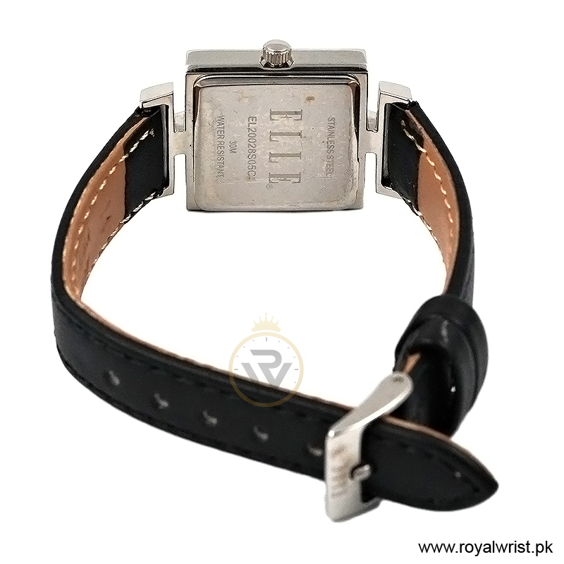 Elle Women’s Quartz Black Leather Strap Pink Dial 25mm Watch EL20028S05C/3 (Like New) - Image 3