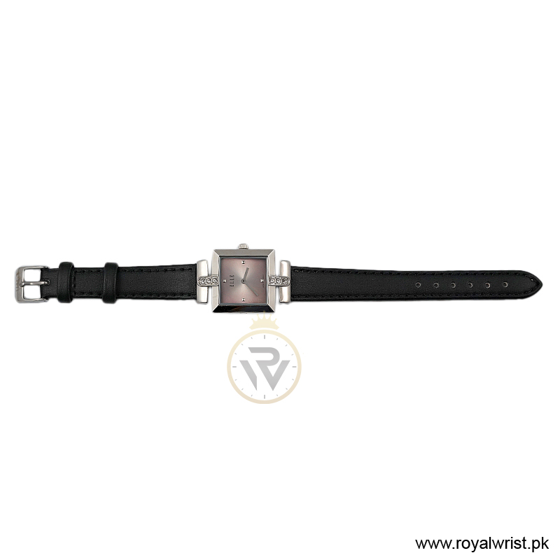 Elle Women’s Quartz Black Leather Strap Pink Dial 25mm Watch EL20028S05C/3 (Like New) - Image 4