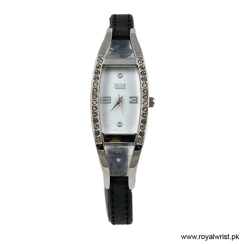 Elle Women’s Quartz Black Leather Strap Mother Of Pearl Dial 20mm Watch EL20001S01C/2 (Like New)