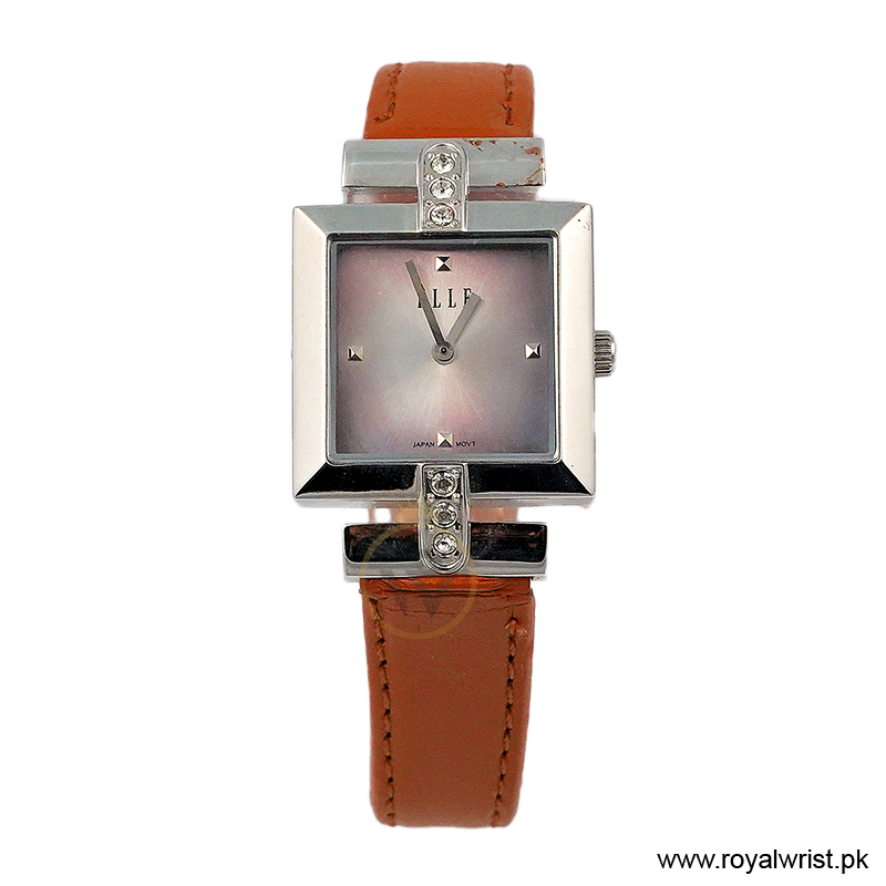 Elle Women’s Quartz Camel Brown Leather Strap Pink Dial 25mm Watch EL20028S02C/2 (Like New)