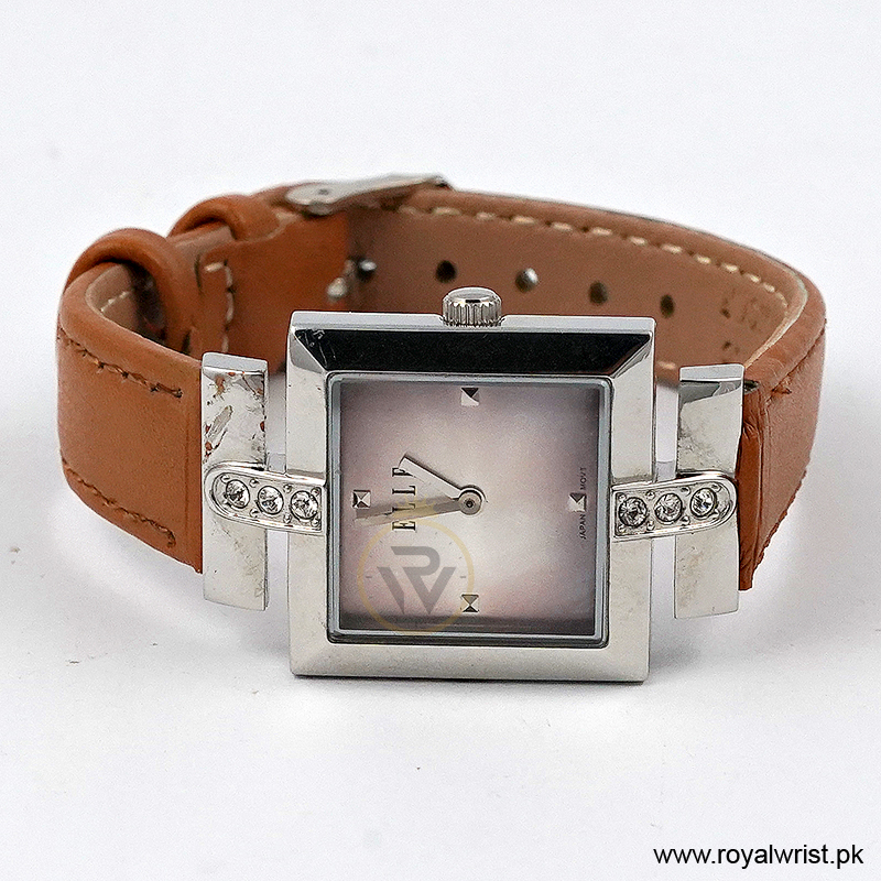 Elle Women’s Quartz Camel Brown Leather Strap Pink Dial 25mm Watch EL20028S02C/2 (Like New) - Image 3