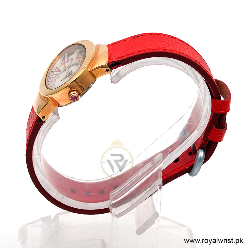 Elle Women’s Quartz Red Leather Strap Light Purple & Off-White Dial 40mm Watch EL20032S01N/2 (Like New) - Image 2