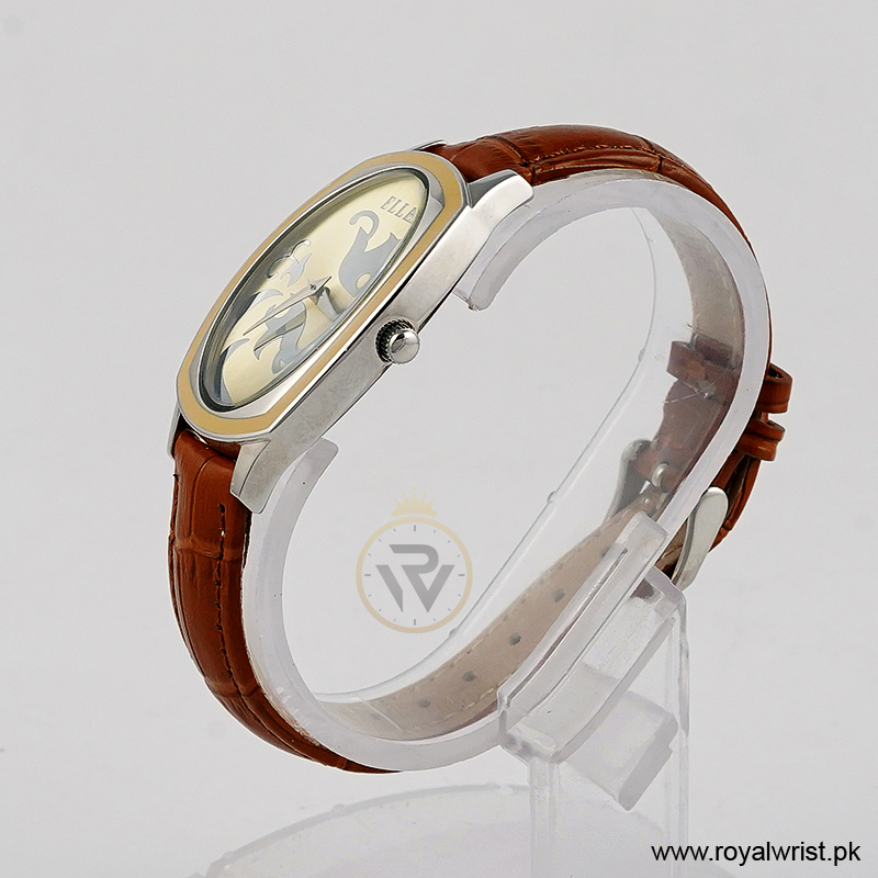 Elle Women’s Quartz Camel Brown Leather Strap Champagne Dial 28mm Watch EL20005S02C/1 (Like New) - Image 2