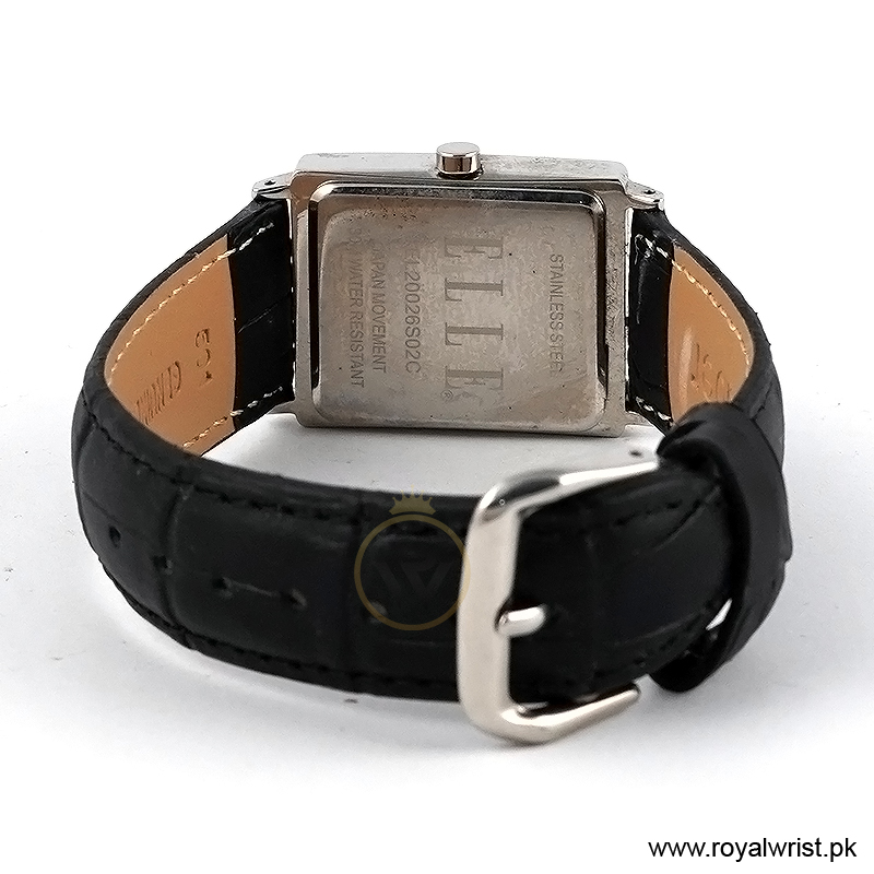 Elle Women’s Quartz Black Leather Strap Beige Dial 26mm Watch EL20026S02C/1 (Like New) - Image 4