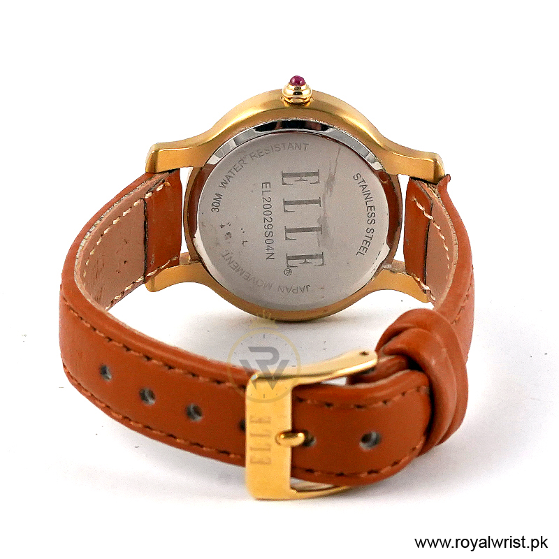 Elle Women’s Quartz Camel Brown Leather Strap Champagne Dial 32mm Watch EL20029S04N/1 (Like New) - Image 3