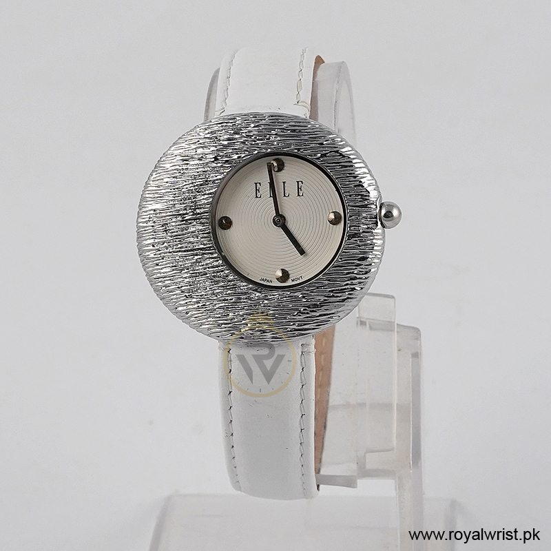 Elle Women’s Quartz White Leather Strap White Dial 36mm Watch EL30042S05K/1 (Like New)