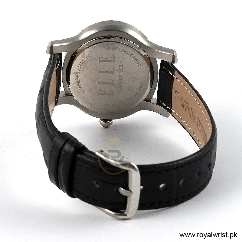 Elle Women’s Quartz Black Leather Strap White Dial 38mm Watch EL20030S03N/3 (Like New) - Image 4