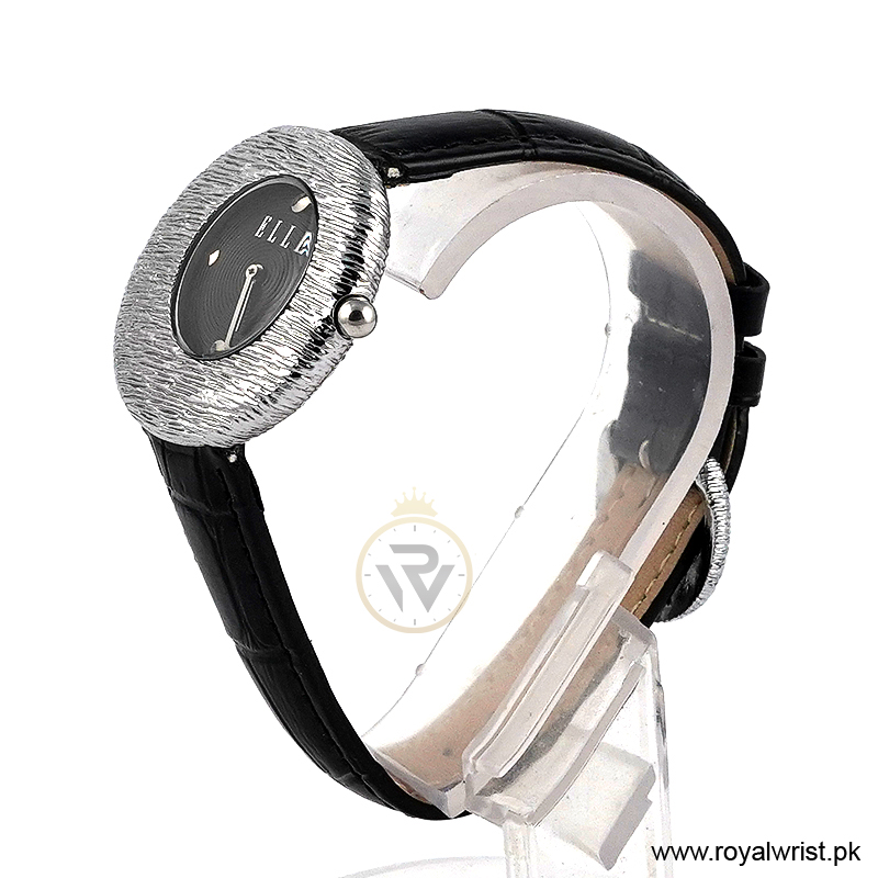 Elle Women’s Quartz Black Leather Strap Black Dial 36mm Watch EL30042S02K (Like New) - Image 2