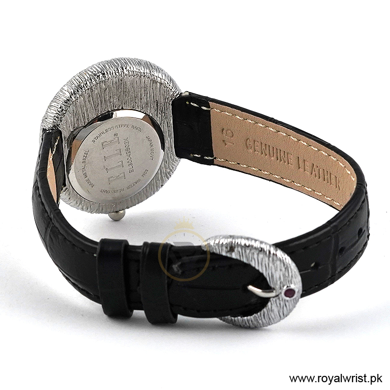 Elle Women’s Quartz Black Leather Strap Black Dial 36mm Watch EL30042S02K (Like New) - Image 4