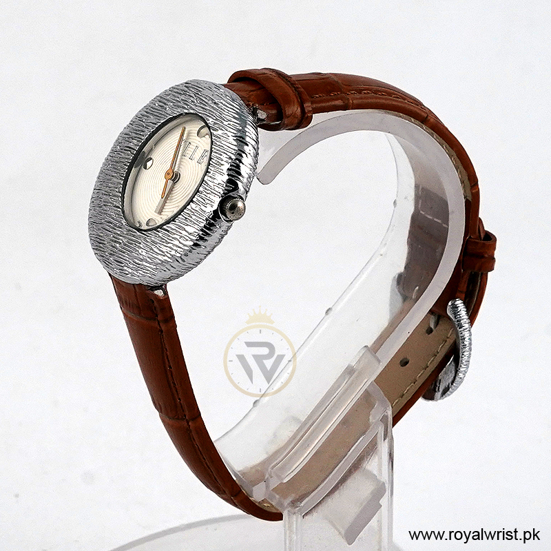 Elle Women’s Quartz Brown Leather Strap White Dial 36mm Watch EL30042S01K (Like New) - Image 2