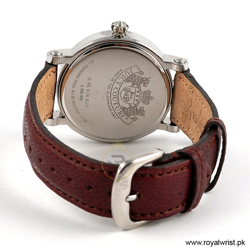 Juicy Couture Women’s Quartz Maroon Leather Strap Pink Dial 36mm Watch JC033140117 (Like New) - Image 4