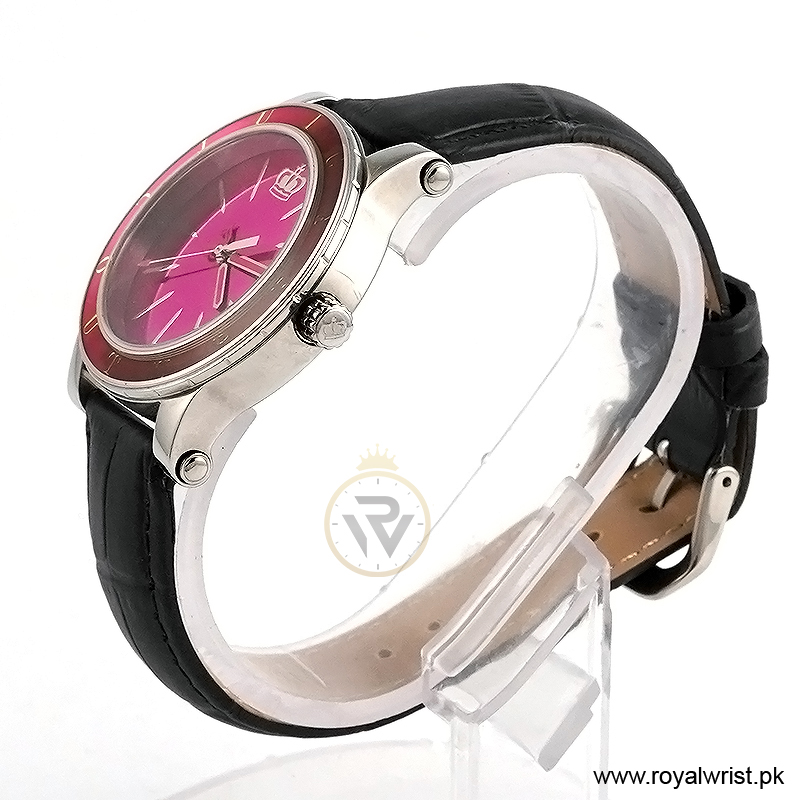 Juicy Couture Women’s Quartz Black Leather Strap Pink Dial 38mm Watch JC1900839 (Like New) - Image 2