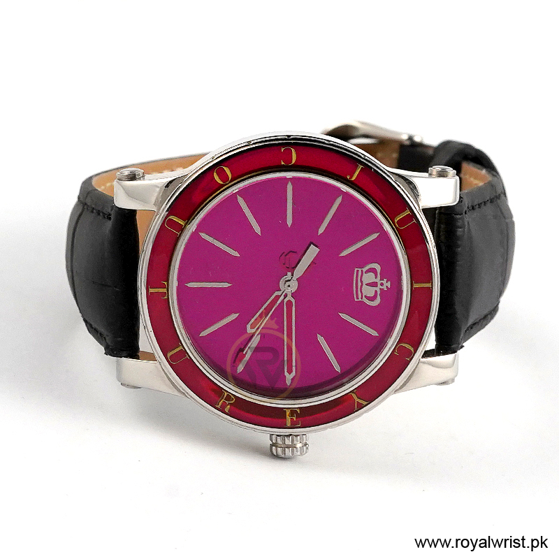 Juicy Couture Women’s Quartz Black Leather Strap Pink Dial 38mm Watch JC1900839 (Like New) - Image 4