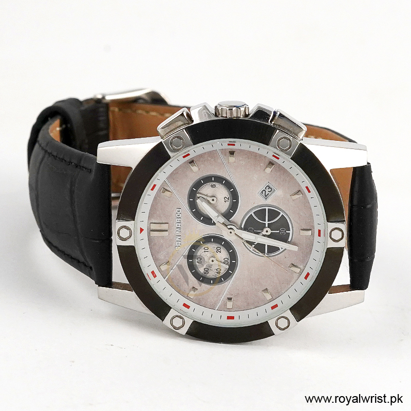 San marco Men’s Quartz Black Leather Strap Light Pink Dial 40mm Watch R6035G/4 (Like New) - Image 3
