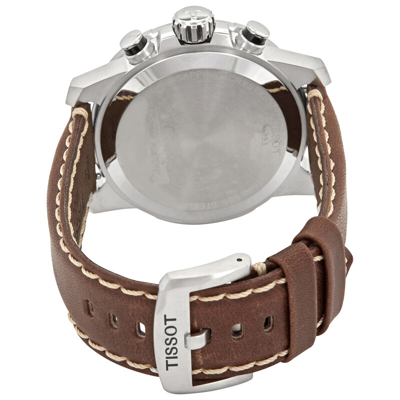 TISSOT Men’s Swiss Made Quartz Brown Leather Strap Black Dial 45mm Watch T125.617.16.051.01 (Factory Leftover) - Image 2