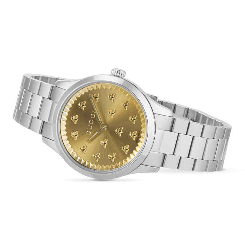 Gucci Women’s Quartz Swiss Made Stainless Steel Gold Dial 32mm Watch YA1265035 - Image 2