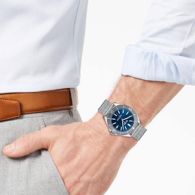 Hugo Boss Men's Quartz Silver Stainless Steel Blue Dial 42mm Watch 1513571 - Image 6