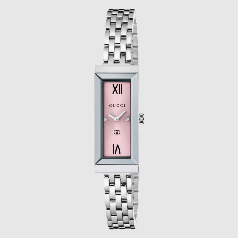 Gucci Women’s Swiss Made Quartz Stainless Steel Pink Dial 14mm Watch YA127516