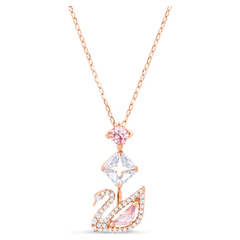 Swarovski Women's Dazzling Swan Pink Y Necklace Rose Gold Plated 5473024