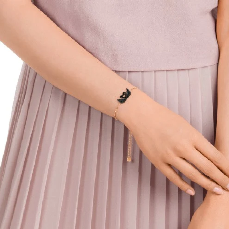 Swarovski Women's Iconic Swan Bracelet Black Rose Gold-Plated 5344132 - Image 2