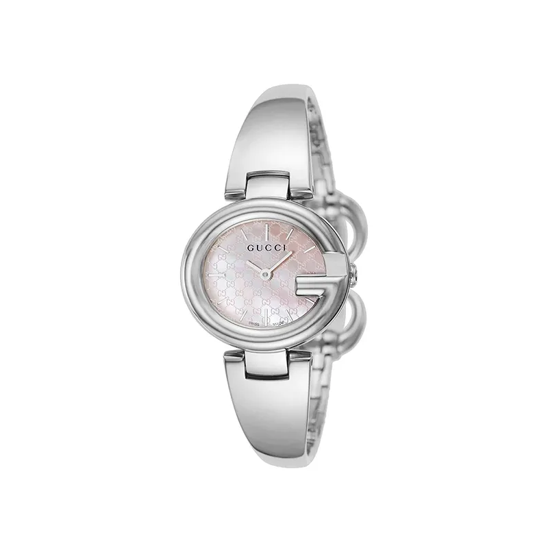 Gucci Shima Women's Quartz Silver Stainless Steel Pink Mother Of Pearl Dial 26mm Watch YA134510 (Without Tag)