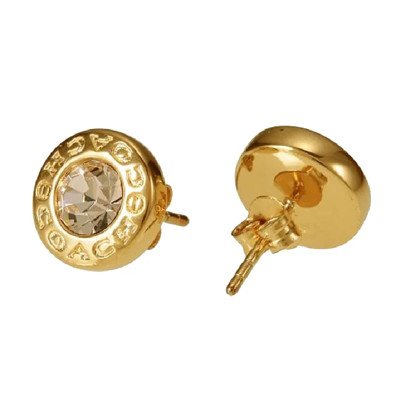 Coach Women’s Open Circle Glass Stone Plated Brass Stud Gold Earrings F54516 - Image 2