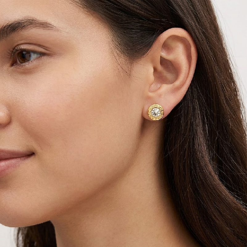 Coach Women’s Open Circle Glass Stone Plated Brass Stud Gold Earrings F54516 - Image 3