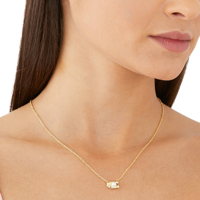 Coach Women’s Signature “C” Faux Pearl Gold-Tone Plated Brass Pendant Necklace 216814180 - Image 5