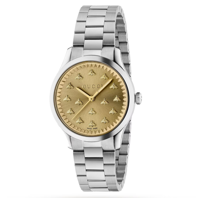 Gucci Women’s Quartz Swiss Made Stainless Steel Gold Dial 32mm Watch YA1265035