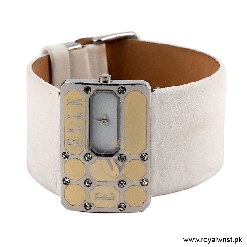 Elle Women’s Quartz White Leather Strap White Dial 39mm Watch EL20073S03C/2 (Like New) - Image 3