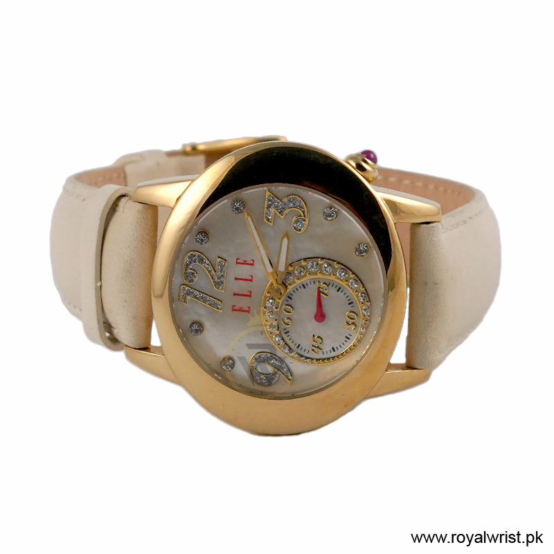 Elle Women’s Quartz Off White Leather Strap Mother Of Pearl Dial 40mm Watch EL20049S04N/4 (Like New) - Image 3