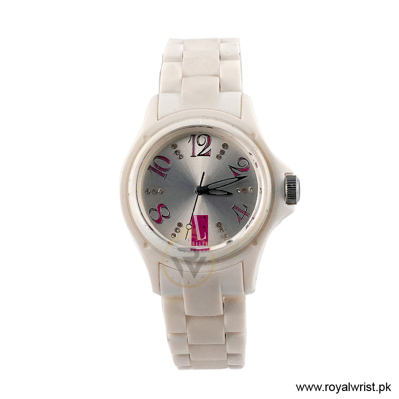 Elle Women’s Quartz White Plastic Strap White Dial 39mm Watch LE50001P01 (Like New)