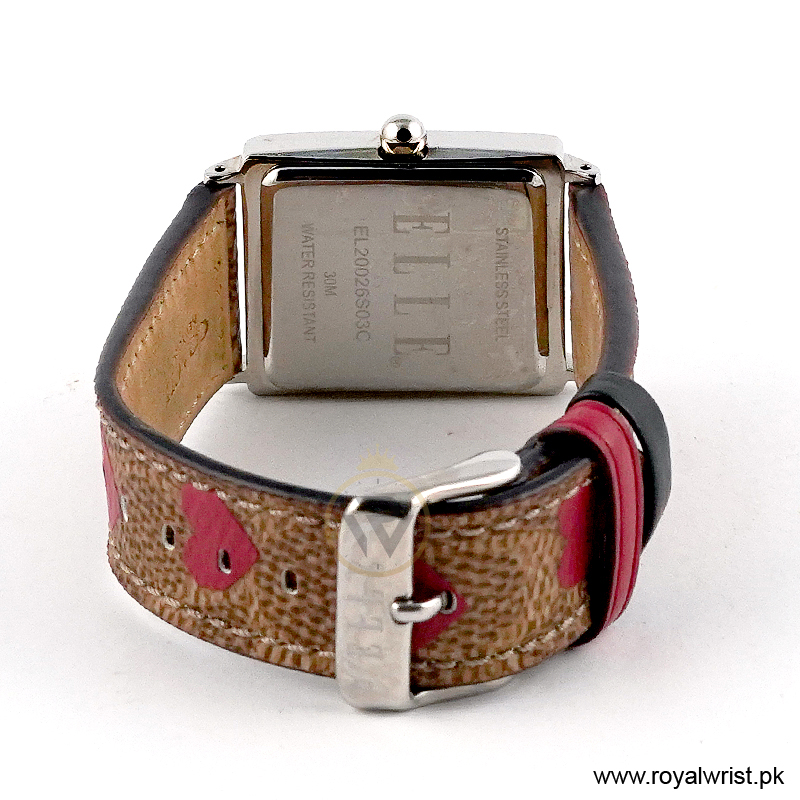 Elle Women’s Quartz Multicolor Leather Strap Black Mother Of Pearl Dial 26mm Watch EL20026S03C/2 (Like New) - Image 3