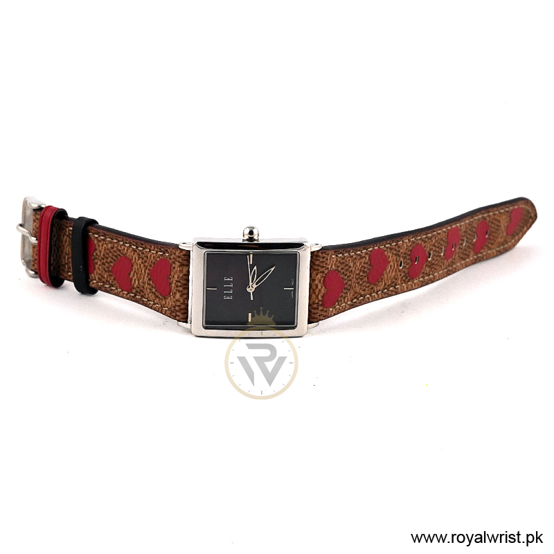 Elle Women’s Quartz Multicolor Leather Strap Black Mother Of Pearl Dial 26mm Watch EL20026S03C/2 (Like New) - Image 4