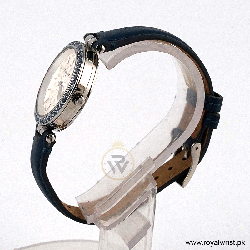 Ferragamo Women’s Quartz Swiss Made Blue Leather Strap Silver Dial 31mm Watch FIB010015 (Like New) - Image 2