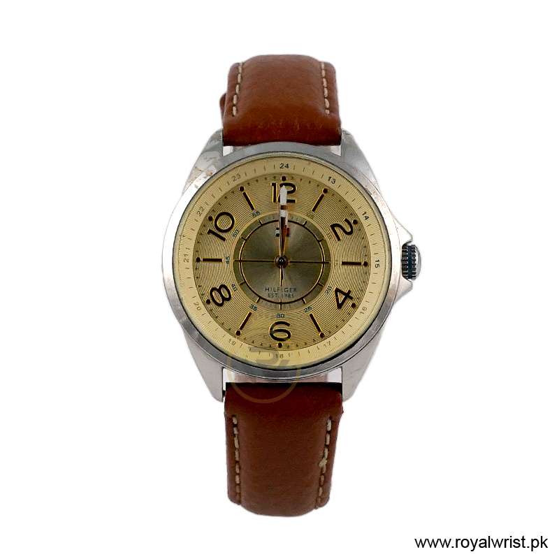 Tommy Hilfiger Women’s Quartz Brown Leather Strap Beige Dial 36mm Watch 1781264/1 (Like New)