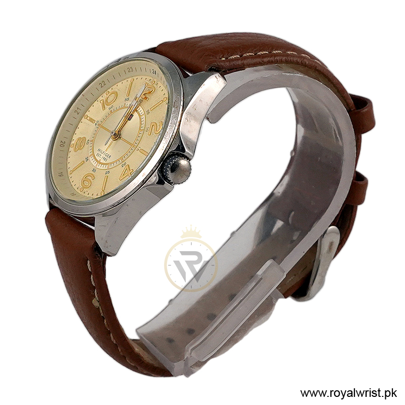 Tommy Hilfiger Women’s Quartz Brown Leather Strap Beige Dial 36mm Watch 1781264/1 (Like New) - Image 2
