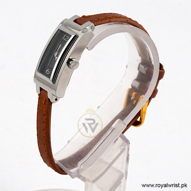 Hugo Boss Women’s Quartz Brown Leather Strap Black Dial 18mm Watch 1502094/1 (Like New) - Image 2