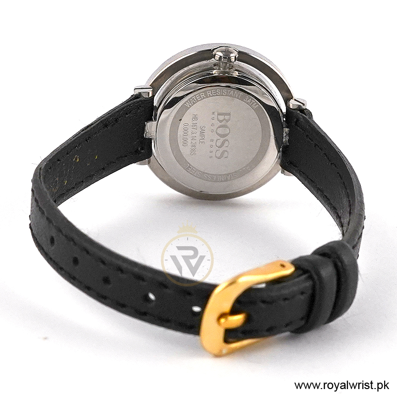 Hugo Boss Women’s Quartz Black Leather Strap Mother Of Pearl Dial 20mm Watch 1502278/2 (Like New) - Image 4
