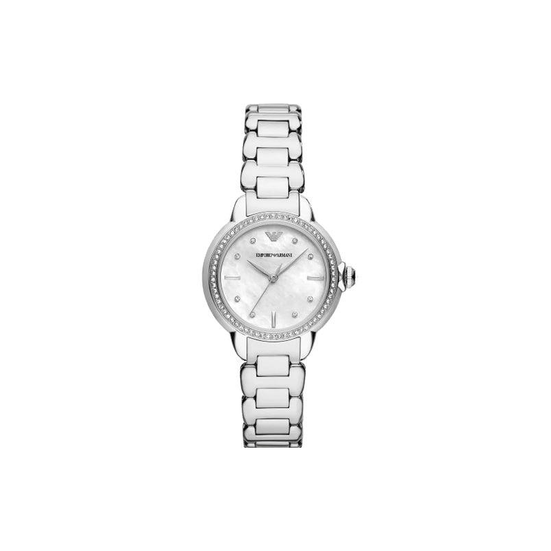 Emporio Armani Women’s Quartz Silver Stainless Steel Mother of Pearl Dial 26mm Watch AR11669