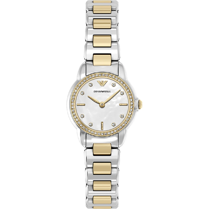 Emporio Armani Women’s Quartz Two-Tone Stainless Steel Mother of Pearl Dial 26mm Watch AR11670