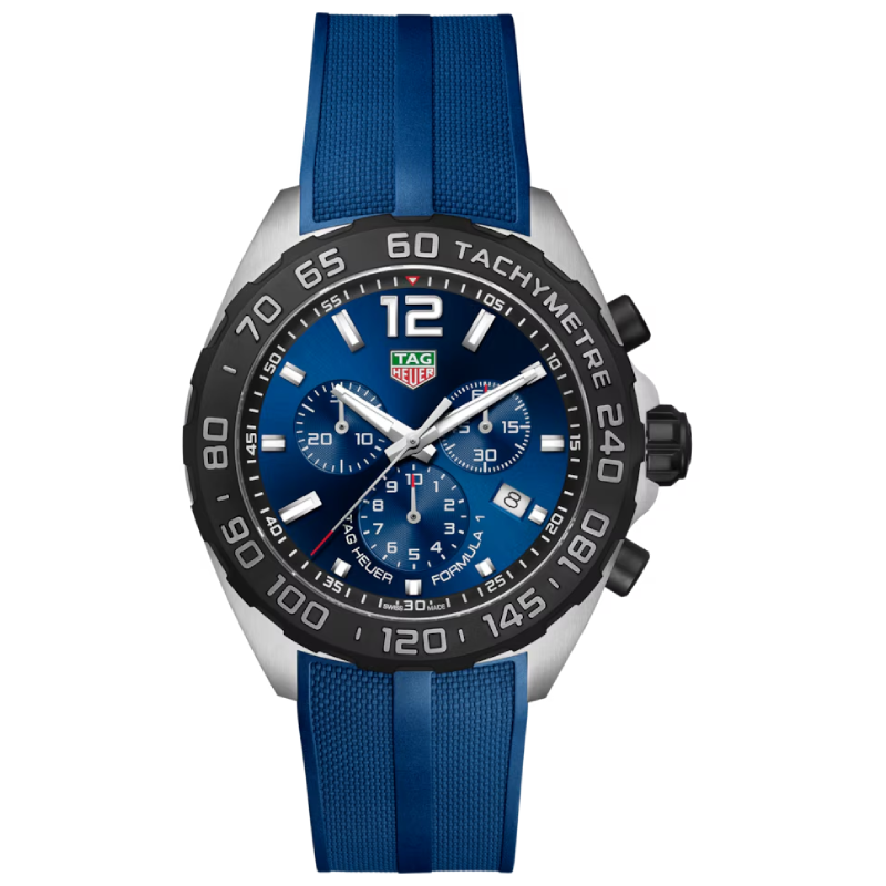 Tag Heuer Formula 1 Chronograph Men's Swiss Made Blue Silicone Strap Blue Dial 43mm Watch CAZ101AV.FT8077 (Factory Leftover)