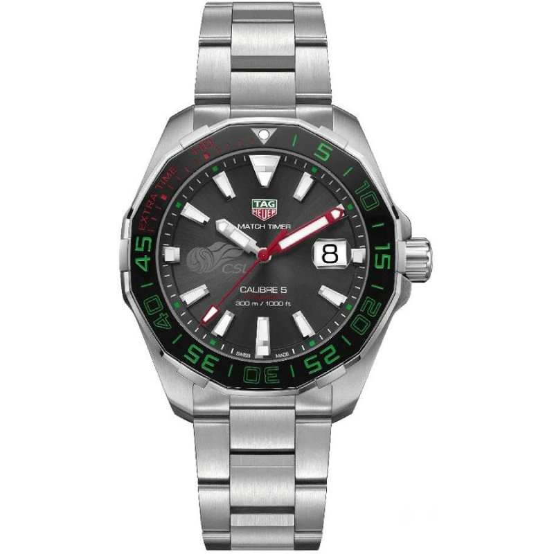 Tag Heuer Aquaracer Men’s Automatic Swiss Made Silver Stainless Steel Black Dial 43mm Watch WAY201E.BA0927 (Factory Leftover)