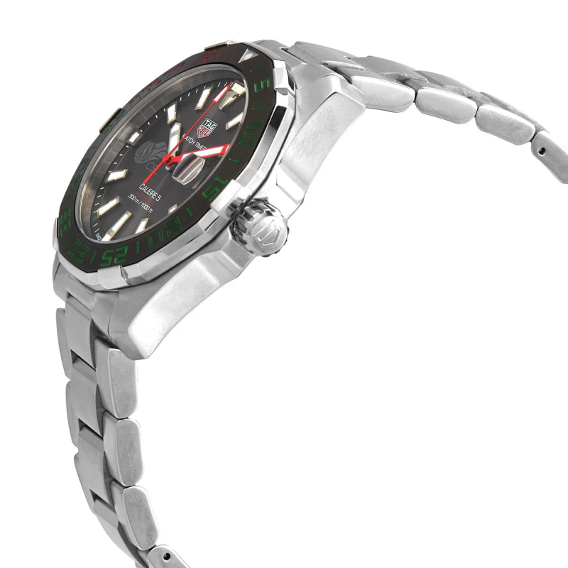 Tag Heuer Aquaracer Men’s Automatic Swiss Made Silver Stainless Steel Black Dial 43mm Watch WAY201E.BA0927 (Factory Leftover) - Image 2
