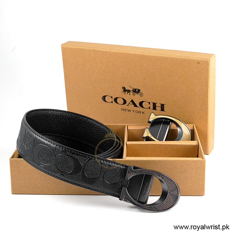 Coach Men’s Reversible Leather Belt with Buckle Gift Set CH-10012 - Image 2