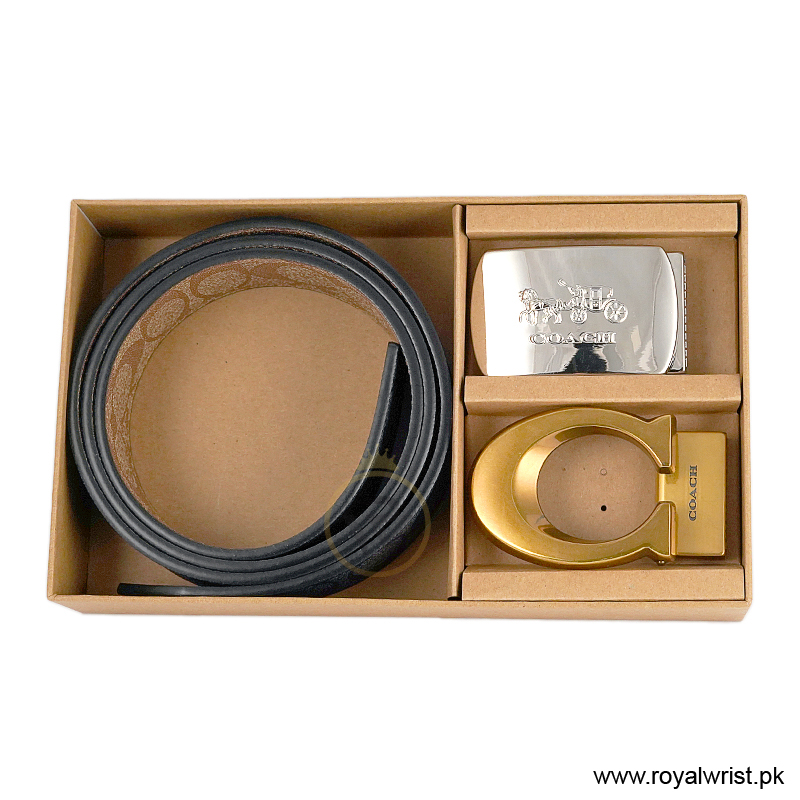 Coach Men’s Reversible Leather Belt with Buckle Gift Set CH-10013